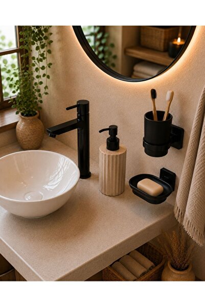 ALSİ HOME Adhesive Bathroom Organizer Toothbrush Holder and Soap Dish Set of 2