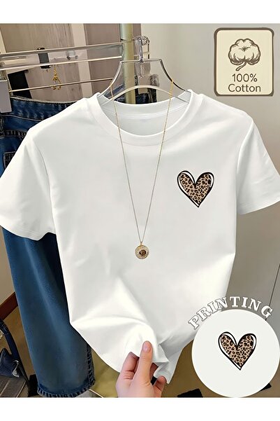 PAVRO Unisex Άνετο T-shirt με μικτό σχέδιο και στάμπα