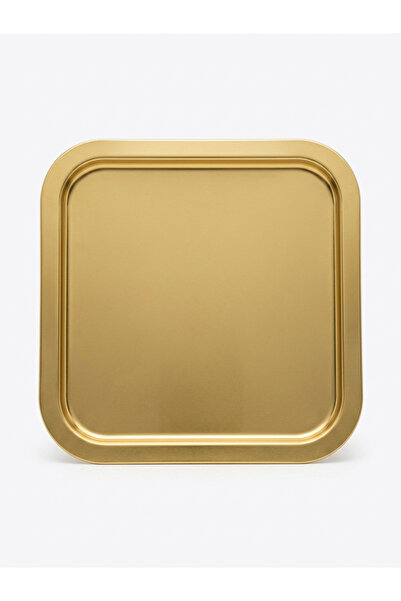 PİYATECH Dekoratif Metal Tepsi Gold Renk Modern Sunum Tepsisi