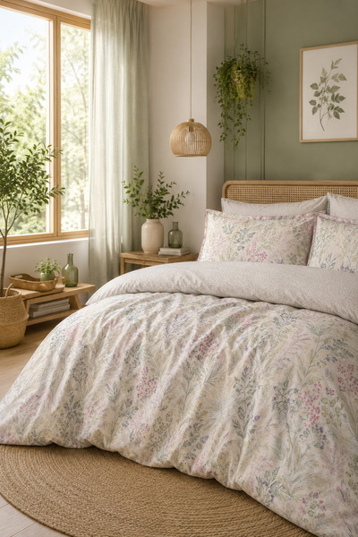 BED LİNE Савира Ранфорс Комплект единичен плик за завивка Клара Бежов