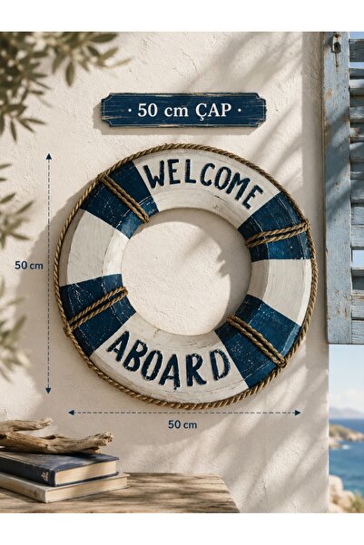 Wooden Sailor Bagel Wall Ornament 50 Cm Diameter – Marine Themed Marine Decorative Wall Decor