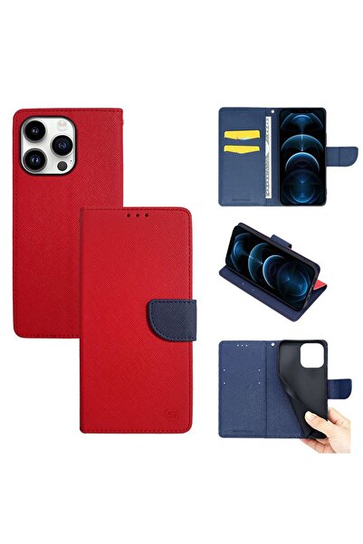 Sonique Θήκη Πορτοφόλι Trend Wallet Apple iPhone 14 Pro Κόκκινο / Σκούρο Μπλε