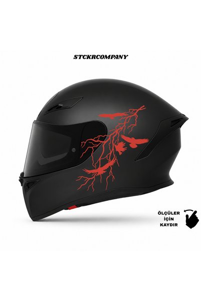 STCKRCO Yıldırım Kask Sticker – Kuzgun Kask Sticker - Motor Kaskı İçin Premiu...