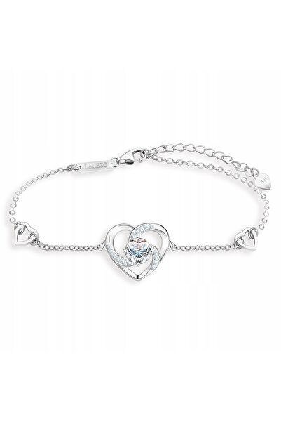Larezo Brățară inimă din argint cu cristale albe de zirconiu cubic ARGINT 925