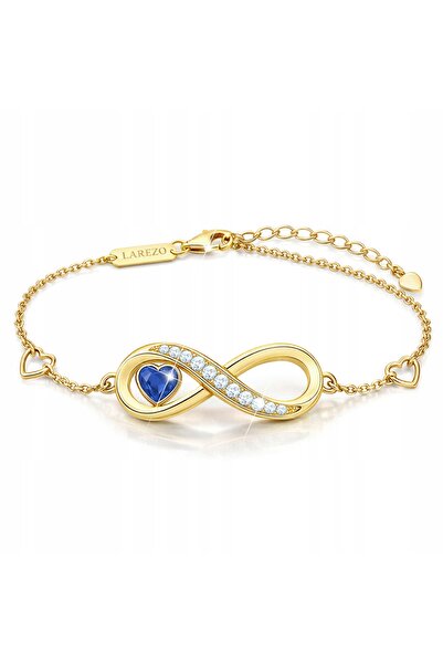 Larezo Brățară Infinity Heart din Aur, Cristal Albastru, ARGINT 925