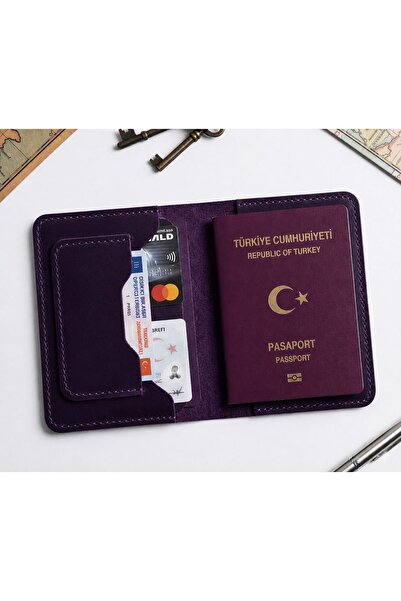 ParlaLeather Pasaport CÜZDANI KILIFI Kişiye Özel V3 El Yapımı Hakiki Gerçek D...