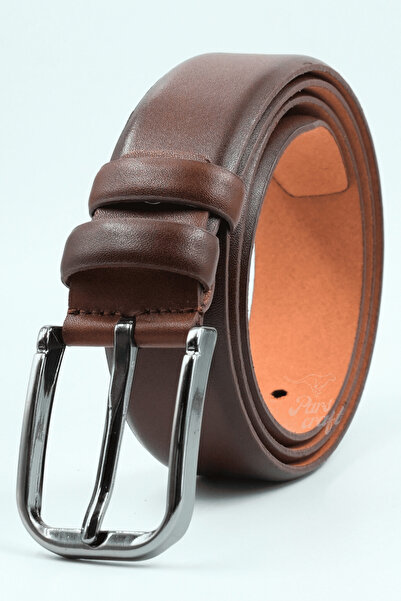 Parscraft Genuine Men's Leather Belt 3.5 cm Brown Classic Fabric Trouser Belt