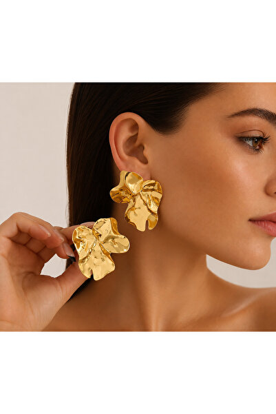OEM Statement earrings "Golden Petals" - Organic Sculptural Design