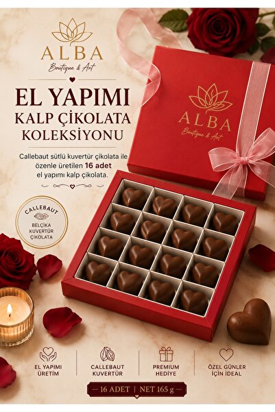 Belçika Çikolatalı El Yapımı Kalp Çikolata Kutusu