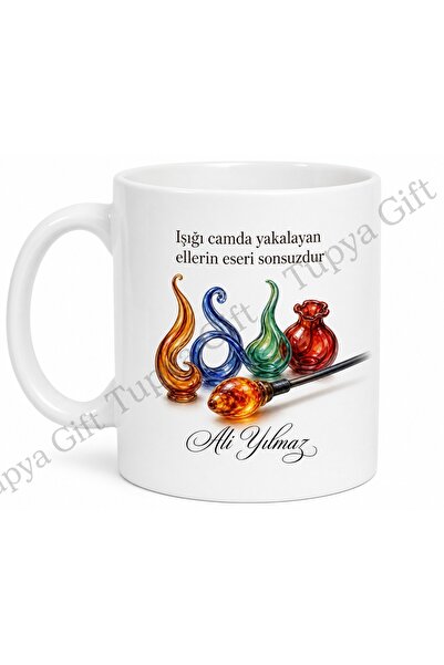 Tupya Gift هدية للفنان الزجاجي، كوب زجاجي مطبوع بتصميم فني زجاجي