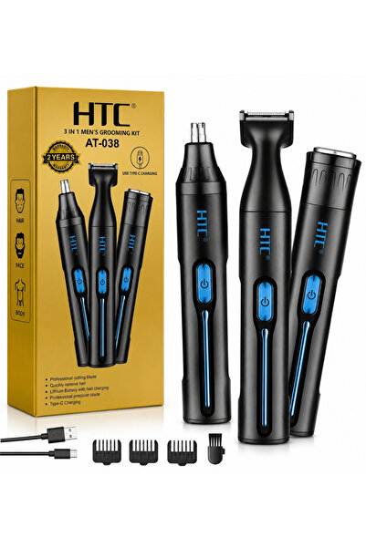 HTC 3-in-1 Men’s Grooming Kit Hair Beard & Nose Trimmer | Sharp Edge Cutter |...