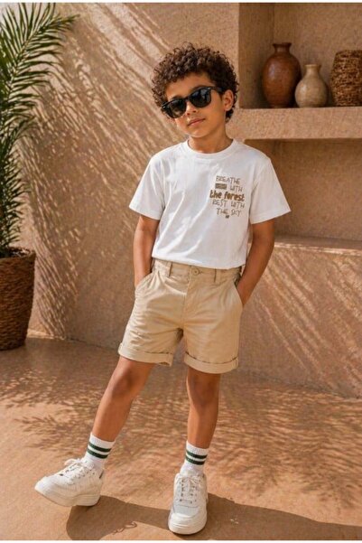 nk kids Nk Boy's "Breathe with the Forest" Printed T-Shirt 4-8 Years Ecru