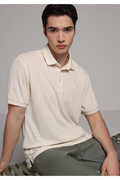 Colin's Regular Fit Polo Neck Plain Men's Beige Short Sleeve T-Shirt