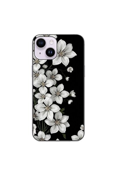 OEM Θήκη συμβατή με Apple iPhone 15, από σιλικόνη gel TPU, μοντέλο Λευκά Λουλ...