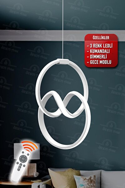 Elektroyou Tokyo Beyaz Kumandalı 3 Renk Ledli Dimmerli Plafonyer Modern Ledli...
