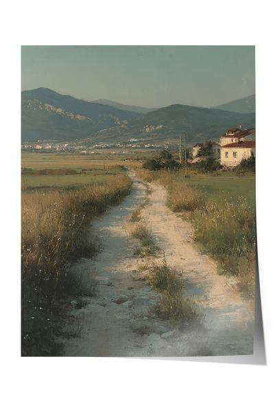 Zestia Poster de perete vintage, afiș cu peisaj rural pe drumul rural Nr.: 20171