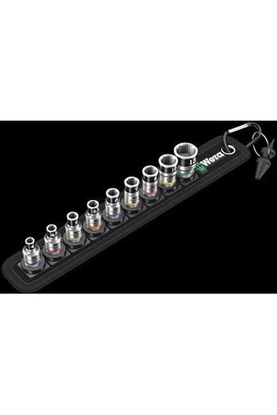 wera Socket Top Bottom Set with clamp, 1/4 inch, 9 pieces, Belt A1