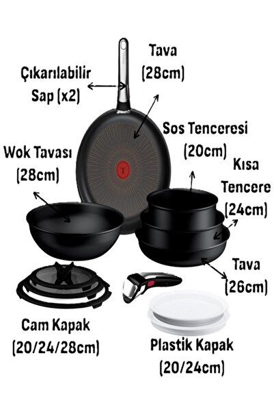 TEFAL Ingenio Excellence + Fusion Core 9X Büyük Set - 12 parça