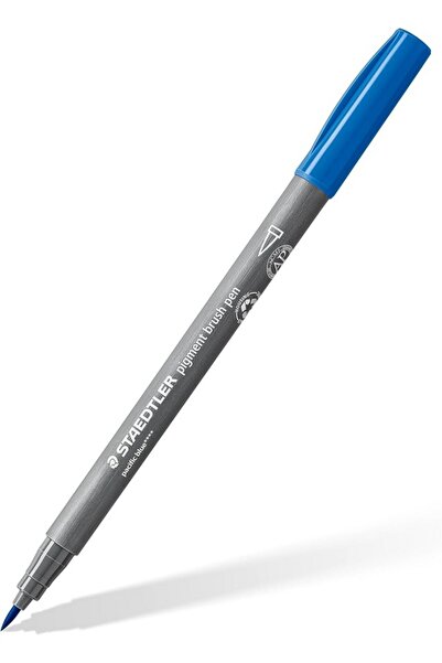 OEM Top Bottom Set of 10 Staedtler Pigment Brush Pens, Pacific Blue color,