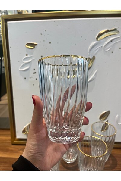 P&ORA PREMIUM KITCHEN PRODUCTS Buket Gold Gilded 6-Piece Soft Drink Glass Set