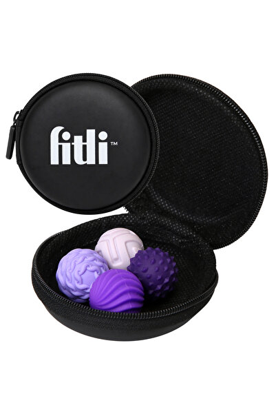 Fitli Set de 4 mingi senzoriale magnetice, antistres, cu texturi variate, mov
