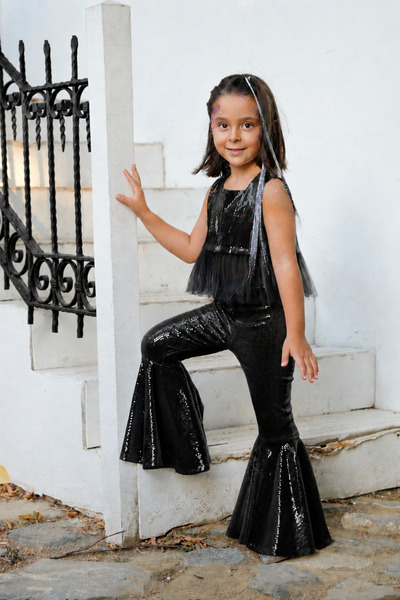 DUCA KIDS Siyah Işıltılı İspanyol Deniz Kızı Takımı