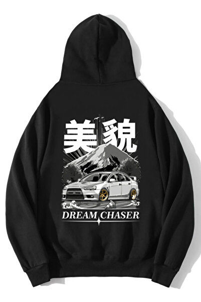 BRZ COLLECTION Unisex Oversize Dream Chaser Hoodie Black