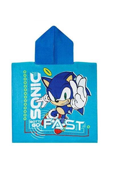 Cumpara-Istet Prosop de plajă tip poncho cu glugă Sonic din bumbac pentru cop...