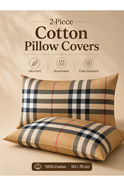 zeetwo Set of 2 Cotton Printed Pillow Covers – Soft Breathable Pillow Cases w...
