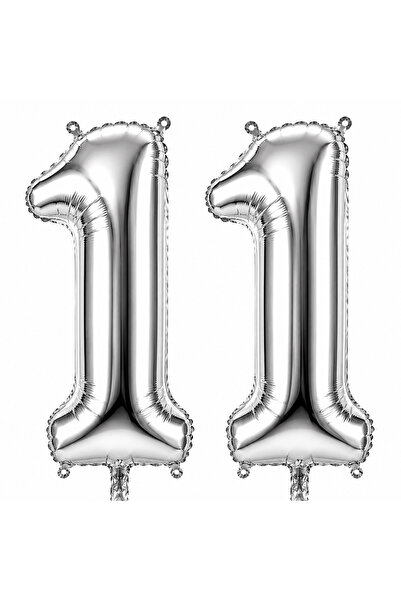 BeySüS 11 Number Foil Balloons Silver Color (76 cm)