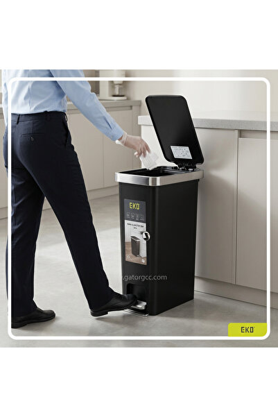 EKO Hana Slim Step Bin-Black-40 Liter