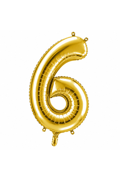 BeySüS 6 Number Foil Balloons Gold Color (36 cm)