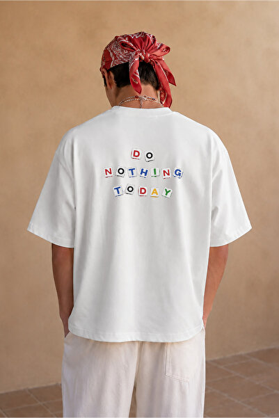 Eazy Co Eazy Unisex Oversize T-Shirt 100% Cotton White Do Nothing Today Printed T-Shirt