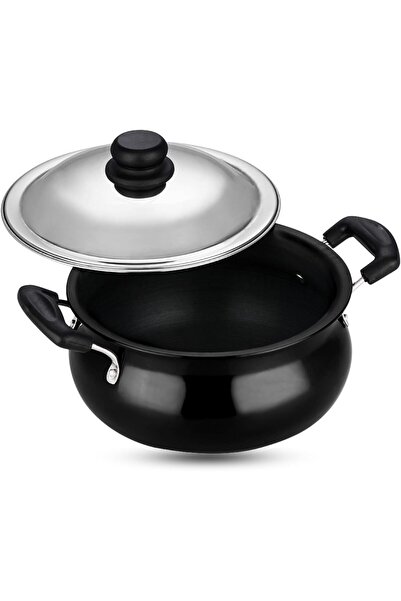Vinod Hard Anodized Cooking Pot with Handles and Lid, Junior Size, 3 L Capaci...