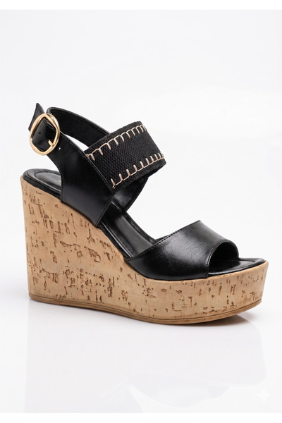 guijarro Women's Black Straw Wedge Heeled Sandals 9 cm High Sole Comfortable ...