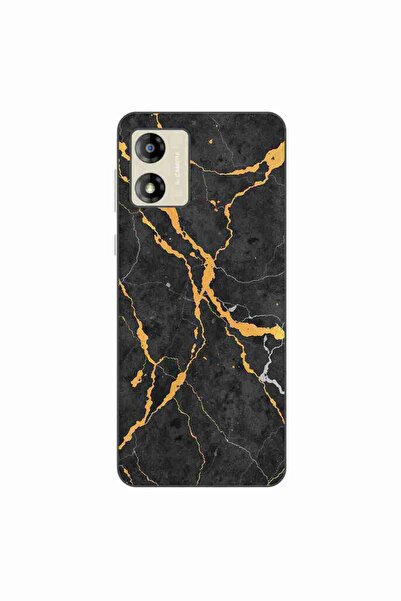 OEM Husa compatibila cu Motorola Moto E13 Silicon Gel Tpu Model Noir Gold Marble