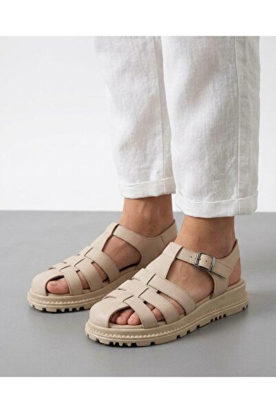 Lütfi Women's Genuine Leather Orthopedic Sole Daily Comfortable Sandals