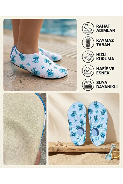 MAVİ BONCUKK Boys' Sea Shoes with Non-Slip Soles for Pool and Beach