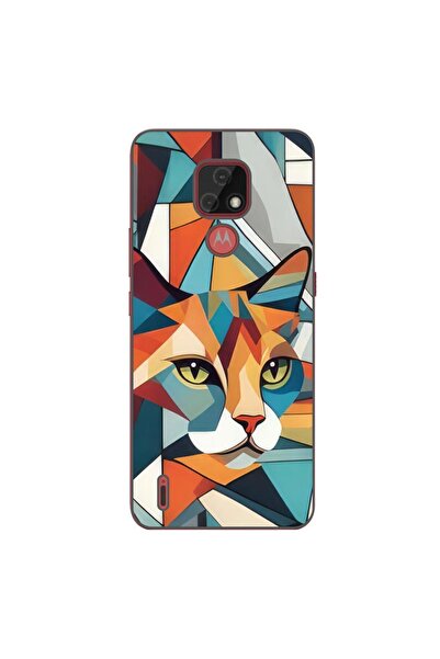 OEM Husa compatibila cu Motorola Moto E7 Silicon Gel Tpu Model Cubic Cat Art