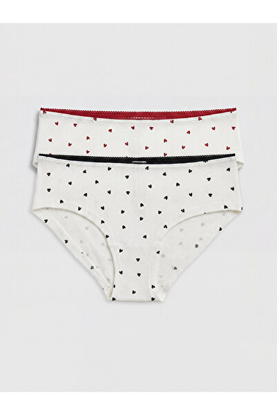 LC Waikiki Esvab • Modern & Distinctive Heart Embroidered Hipster Panties 2-Pack