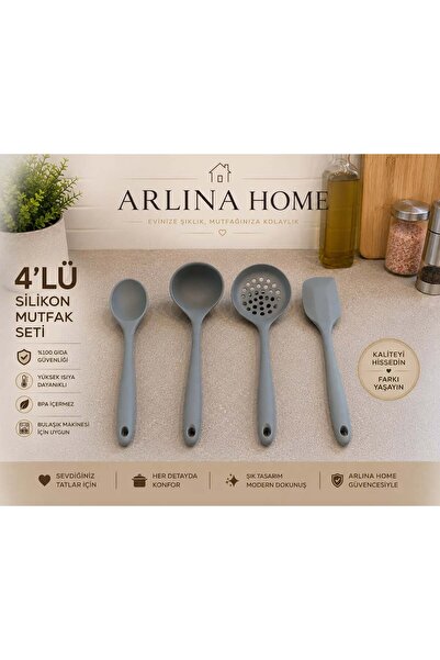 Arlina Home Kids طقم ملعقة سباتولا كبيرة من السيليكون من أوسكار، 4 قطع، لون ر...
