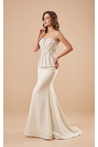 DVNA Dvna Crystal Embellished Corset Evening Gown 156cm Long