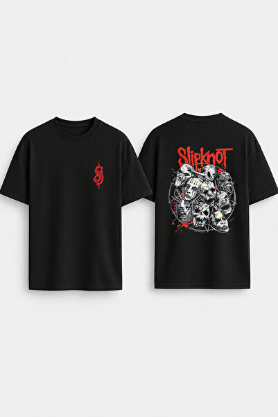 cesita Slipknot majica sa širokim izrezom i širokim rukavima, crna majica