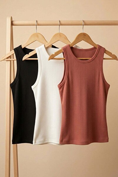 COTENCONCEPT 3 piese Tricou cu bretele din amestec de viscoză, cu nervuri