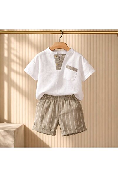 Ay-Giyim Boys' Stylish Muslin Suit with Shorts