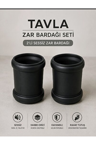 Wedotr 2'li Sessiz Tavla Zar Bardağı Seti – İç Yalıtımlı Kaymaz Tabanlı Zar K...