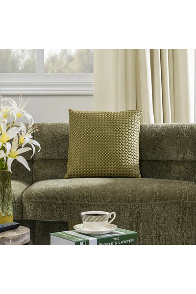 Midas Furniture وسادة مربعة من الجلد مقاس 45×45 سم باللون الأخضر