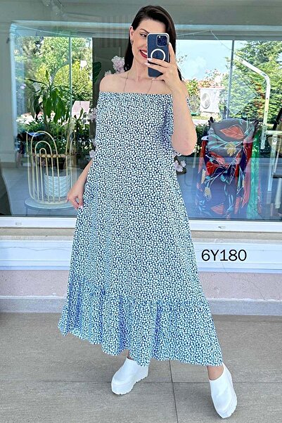 İnce Topuk Madonna Collar Viscose Dress 6Y180