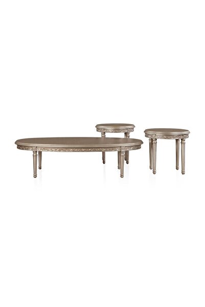 Midas Furniture WOODEN COFFEE TABLE SET 3 PCS 200X110X52 CM SILVER
