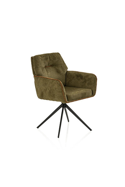 Midas Furniture كرسي طعام معدني وشينيل مقاس 60×66×90 سم باللون الأخضر